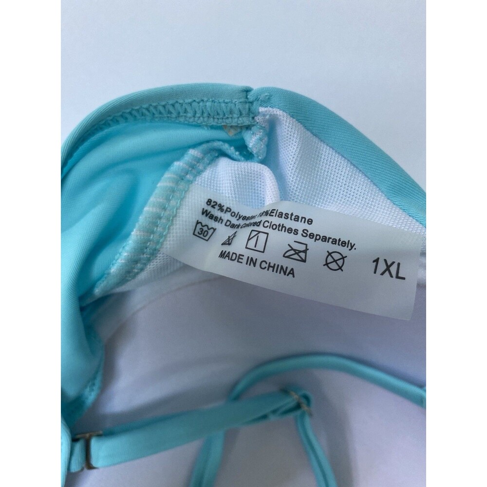 Women Size 1XL Aqua Turquoise Tankini Swimsuit Set High Waist Bathing Suit - Picture 6 of 8
